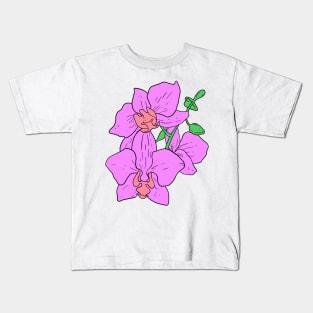 Pink Moth Orchid Hand Drawn Gardening Gift Kids T-Shirt